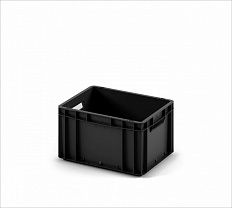 Пластиковый ящик 400х300х220 (EC-4322) черный с усиленным дном - фото 1 предпросмотра